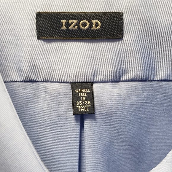 IZOD Men’s Blue Twill Dress Shirt 19 35/36 Tall NWT - Picture 7 of 10